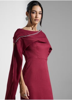Iyra Boat Neck Cape Sleeve Dress  - Image 3