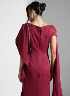 Iyra Boat Neck Cape Sleeve Dress  - Image 5