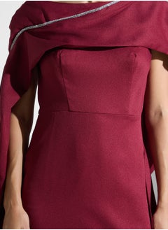 Iyra Boat Neck Cape Sleeve Dress  - Image 4