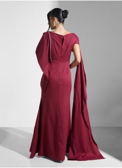 Iyra Boat Neck Cape Sleeve Dress  - Image 2