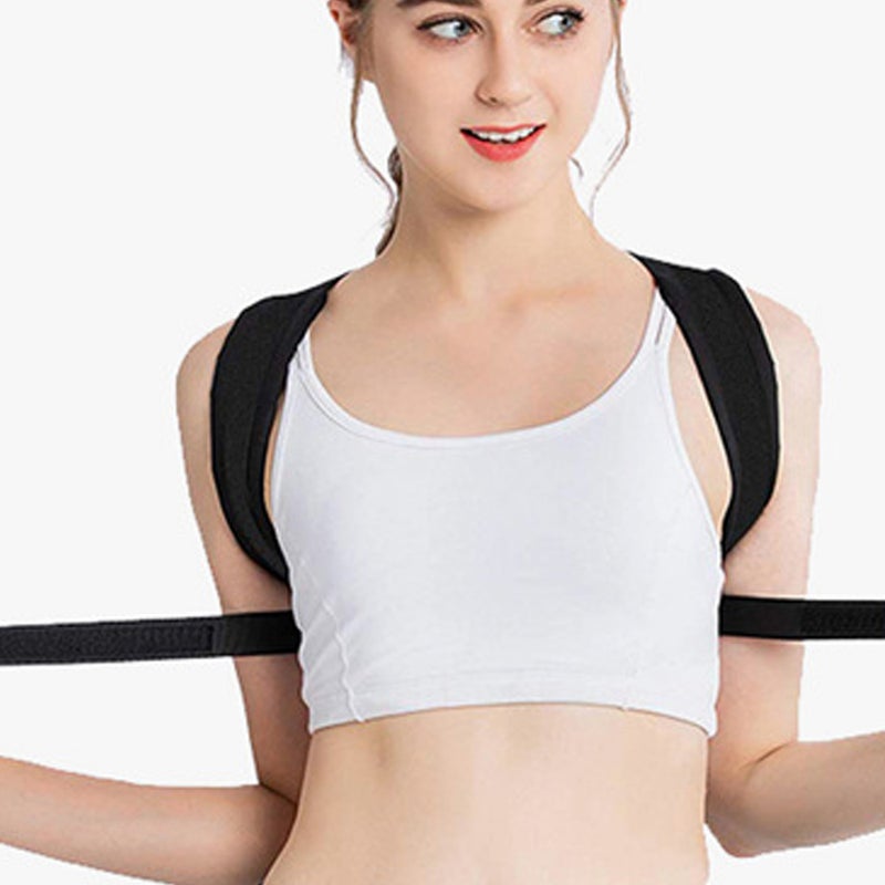 Posture Corrector: Black Size S Breathable Comfortable Upper Back Brace - Invisible Under Clothes Back Straightener for Men Women and Teens - Image 2