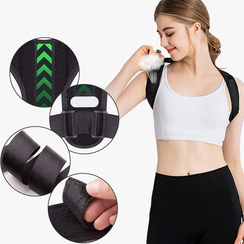 Posture Corrector: Black Size S Breathable Comfortable Upper Back Brace - Invisible Under Clothes Back Straightener for Men Women and Teens - Image 4