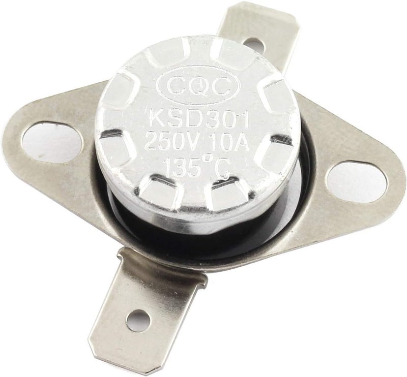 RuiLing 5-Pack KSD301 135 Degrees Centigrade Thermostat Thermal Control Switch 250V 10A Normally Closed NC Thermostat Temperature Switch - Image 2