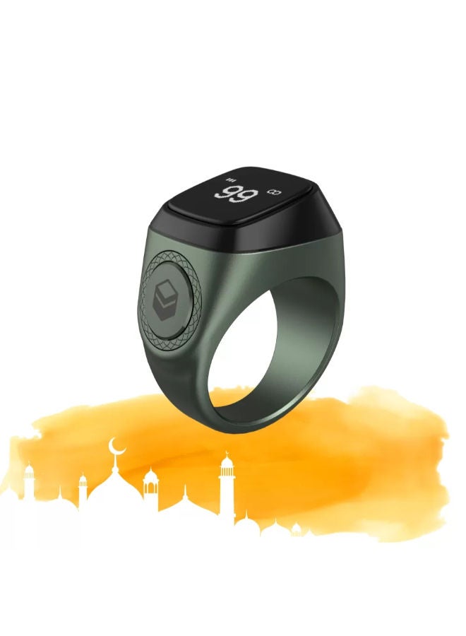 iQIBLA Smart Tasbih Zikr Aluminium Ring - Dark Green - 20mm - Image 1
