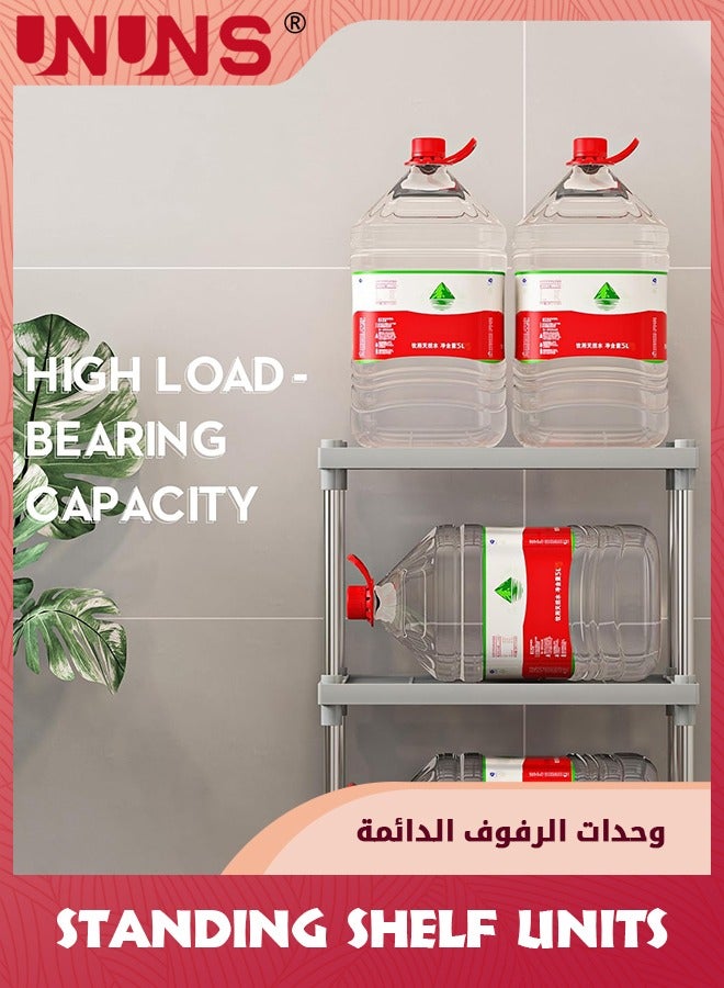 UNUNS 4 Tier Gray Plastic And Metal Standing Shelf Units,Durable Storage Shelves Rack Open Shelving For Pantry Kitchen Bathroom,13MM Steel Tubes - Image 4