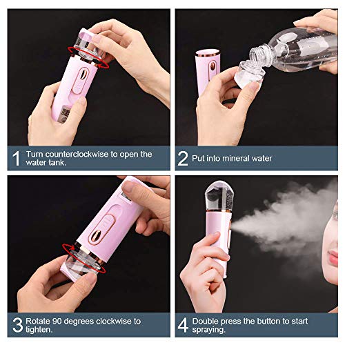 FANTEXY Nano Facial Mister with Skin Analyzer Moisture Tester, FANTEXY Portable Mini Cool Face Mist Steamer with USB, Handy Facial Sprayer for Eyelash Extensions, Face Moisturizing,Hydration Refreshing - Image 5