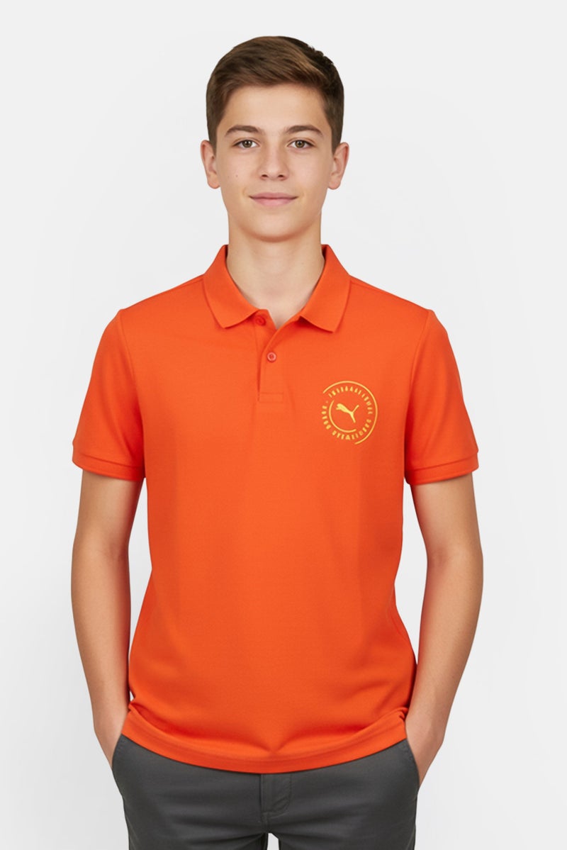 PUMA Kids Boy Short Sleeve Outdoor Polo Shirt, Orange - Image 1
