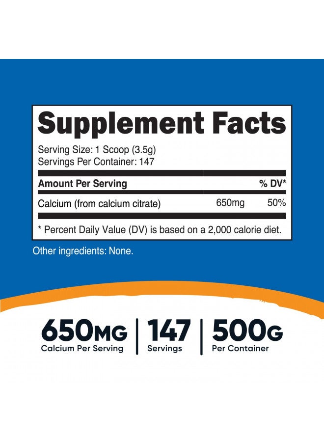 Nutricost Calcium Citrate Powder (500 Grams) (Unflavored) - Pure Calcium Citrate, No Fillers, Gluten Free (1.1lbs) - Image 2