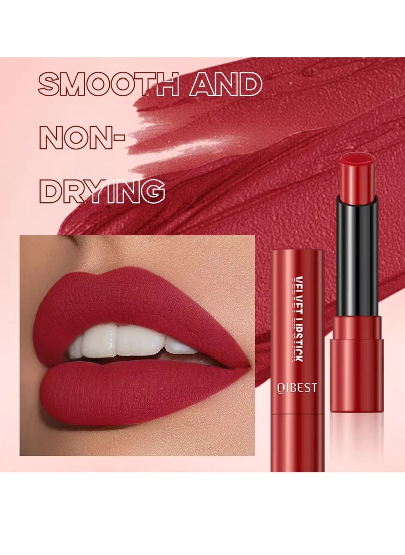 QiBest 5 Colors Velvet Lipstick Set Velvet Matte Texture Lipstick Set Creamy Cover Soft Matte Full Coverage Lipstick Set Long Lasting Non Drying Nourishing Matte Lipstick Set B  - Image 5