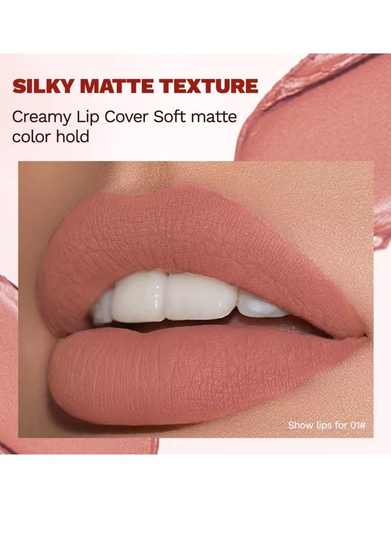 QiBest 5 Colors Velvet Lipstick Set Velvet Matte Texture Lipstick Set Creamy Cover Soft Matte Full Coverage Lipstick Set Long Lasting Non Drying Nourishing Matte Lipstick Set B  - Image 2
