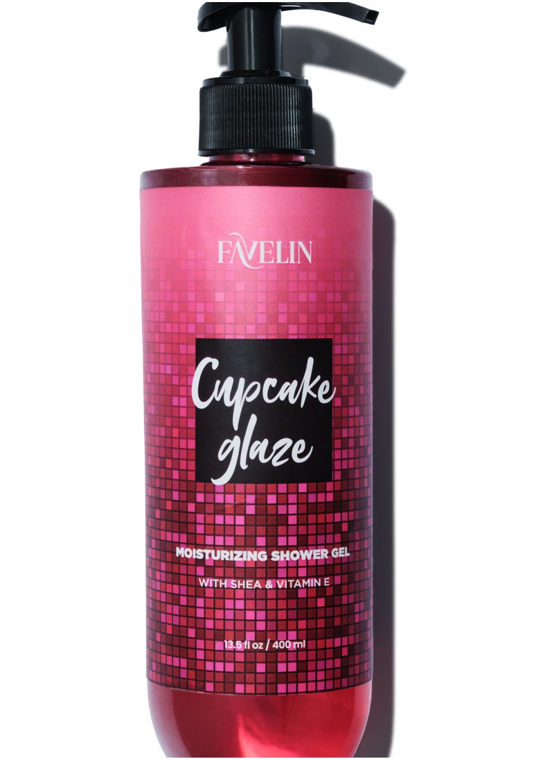 favelin Shower gel  Cupcake Glaze 400 ML With Buttercream & Vanilla | Ginger & Clove Musk, reminding you of freshly baked cookies and cozy afternoons.  - Image 1
