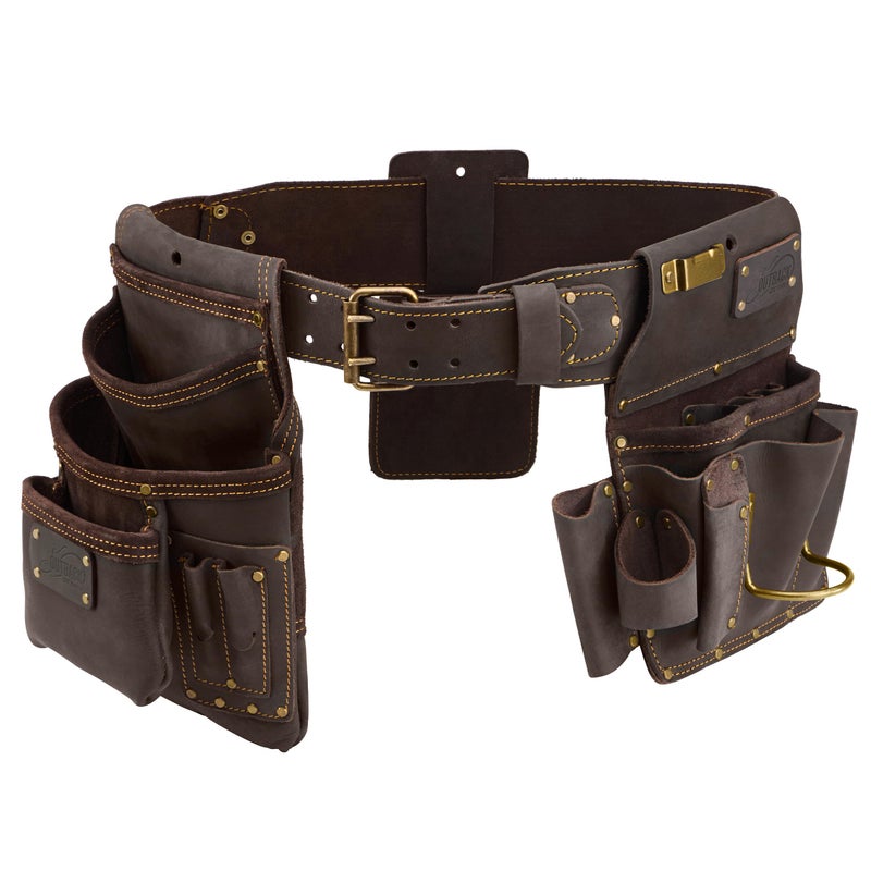 Ox Pro Drywall Tool Belt  22Pocket Leather Tool Belt Pouches  Made of OilTanned Leather with DoubleStitching and Steel Rivets  OXP263804 - Image 3