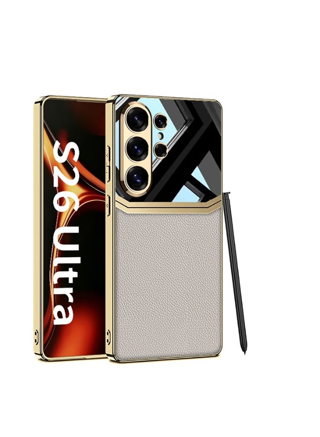 GKK Luxury Leather Case for Samsung Galaxy S26 Ultra (2026) ,Electroplated Ultra-Thin, Anti-Drop, All-Round Protection Phone Cover Support Wireless Charging with Pen Slot Design - Pen NOT Included - Image 1
