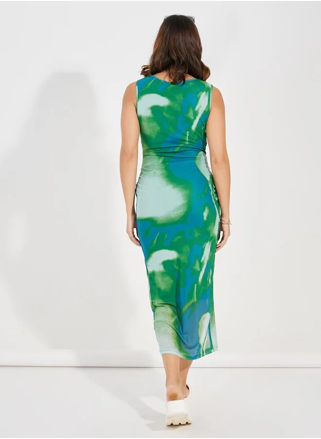 ستايلي Tie & Dye Gathered Bodycon Midi Dress