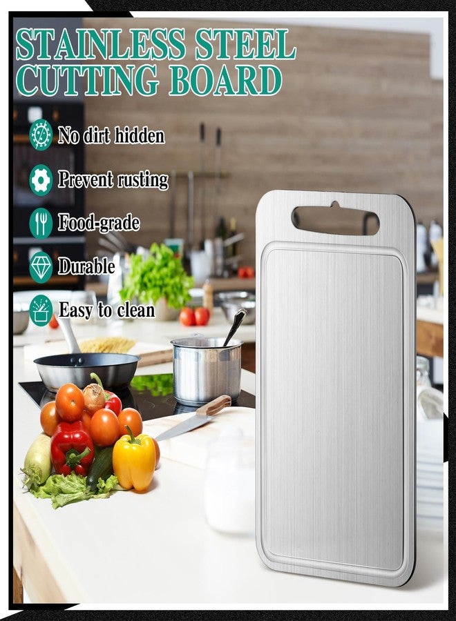 Yaocom Stainless Steel Cutting Board for Kitchen 304 Steel Chopping Dishwasher Safe Metal Cutting Board Set for Kitchen Meat Fruit Vegetable(1 Pc,9.8''x6''-0.06'') - Image 2
