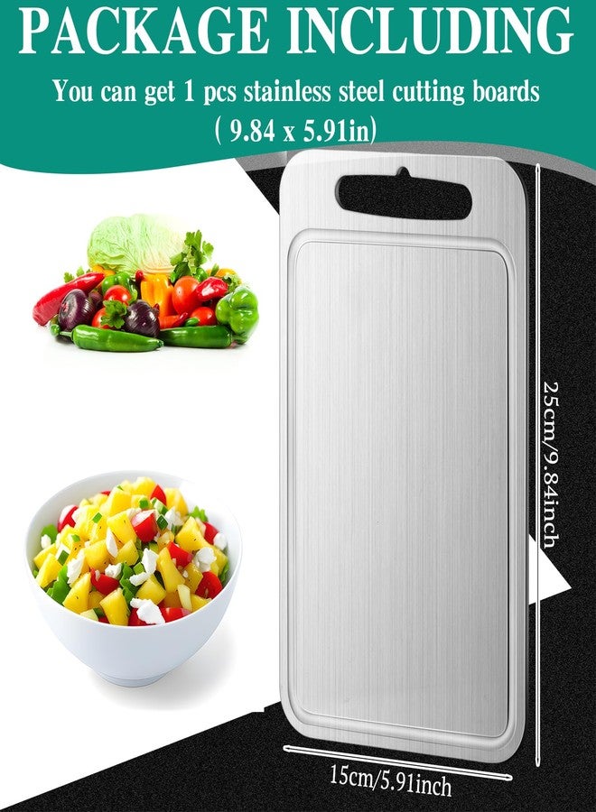 Yaocom Stainless Steel Cutting Board for Kitchen 304 Steel Chopping Dishwasher Safe Metal Cutting Board Set for Kitchen Meat Fruit Vegetable(1 Pc,9.8''x6''-0.06'') - Image 3