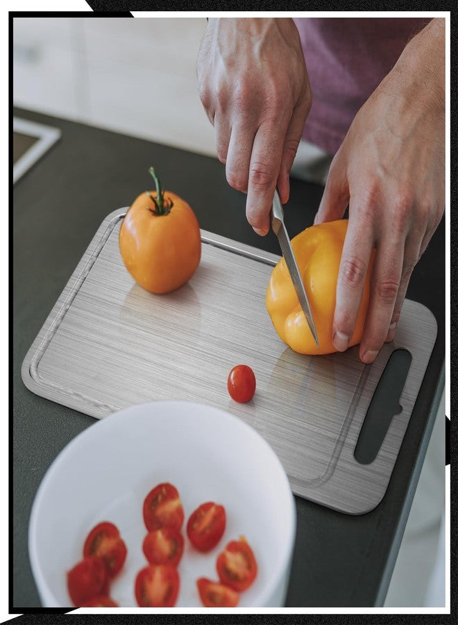 Yaocom Stainless Steel Cutting Board for Kitchen 304 Steel Chopping Dishwasher Safe Metal Cutting Board Set for Kitchen Meat Fruit Vegetable(1 Pc,9.8''x6''-0.06'') - Image 5