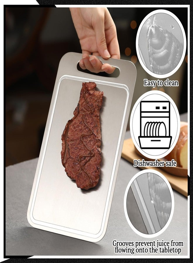 Yaocom Stainless Steel Cutting Board for Kitchen 304 Steel Chopping Dishwasher Safe Metal Cutting Board Set for Kitchen Meat Fruit Vegetable(1 Pc,9.8''x6''-0.06'') - Image 4