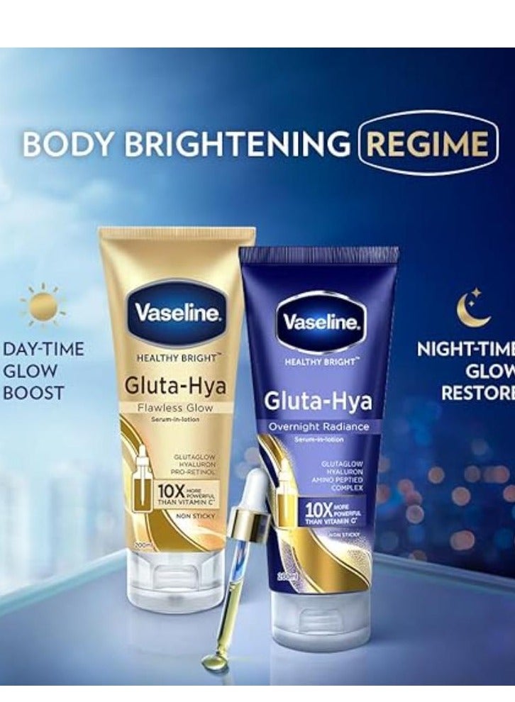 Vaseline Gluta-Hya Flawless Glow, 200 ml + Gluta-Hya Overnight Radiance ,Serum In Lotion 200 ml - Image 2