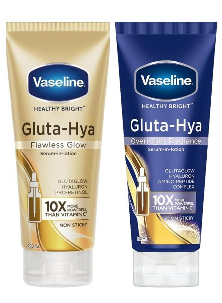 Vaseline Gluta-Hya Flawless Glow, 200 ml + Gluta-Hya Overnight Radiance ,Serum In Lotion 200 ml - Image 1