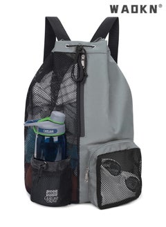 WAOKN Trendy Swimming & Fitness Backpack with Breathable Mesh Drawstring Closure and Separate Wet Compartment, Tailored for Beach Vacations, Daily Workouts, and Sports Gear（grey）  - Image 1