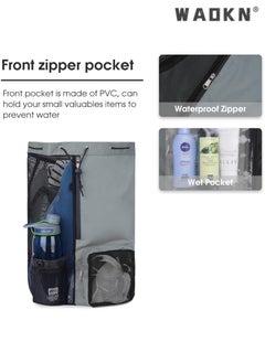 WAOKN Trendy Swimming & Fitness Backpack with Breathable Mesh Drawstring Closure and Separate Wet Compartment, Tailored for Beach Vacations, Daily Workouts, and Sports Gear（grey）  - Image 2