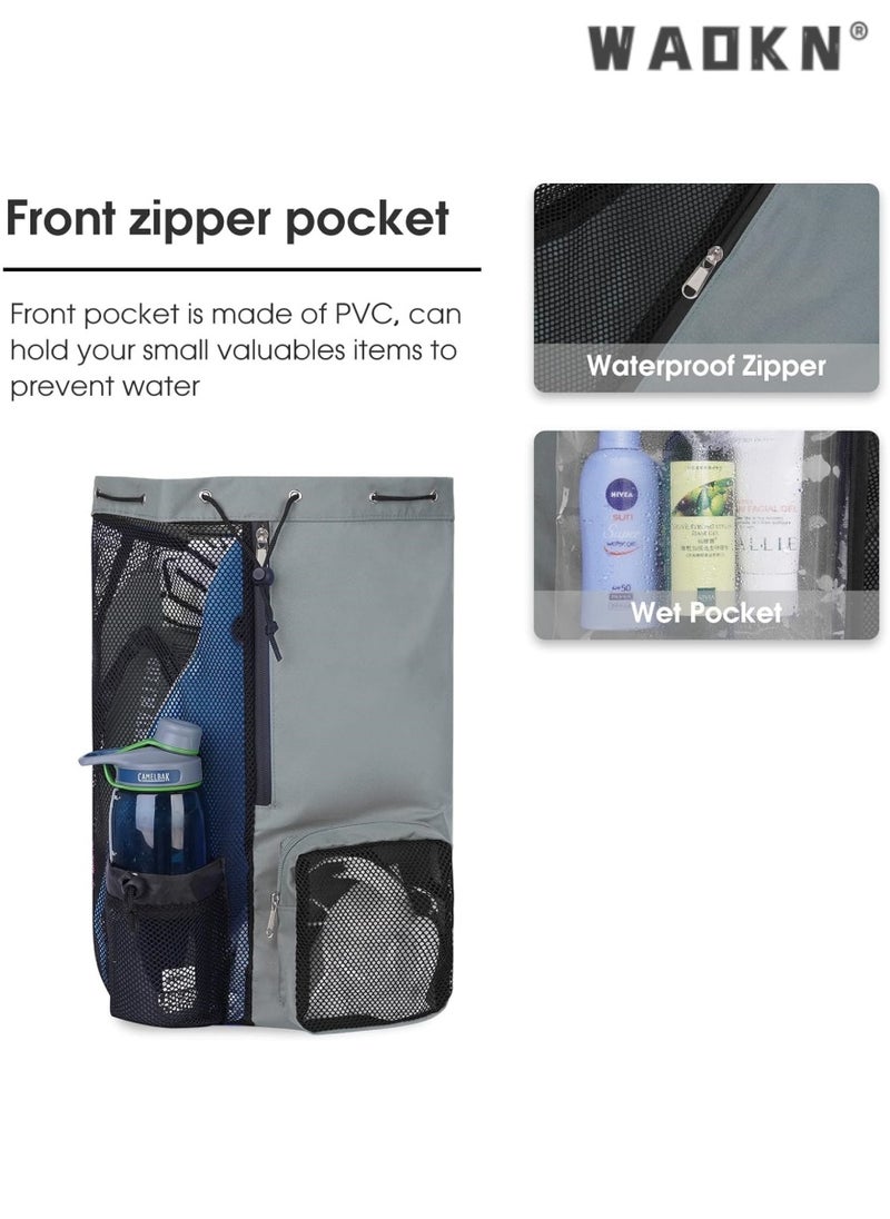 WAOKN - Trendy Swimming & Fitness Backpack with Breathable Mesh Drawstring Closure and Separate Wet Compartment, Tailored for Beach Vacations, Daily Workouts, and Sports Gear（grey） - Image 1