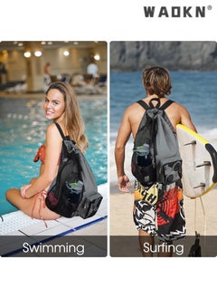 WAOKN Trendy Swimming & Fitness Backpack with Breathable Mesh Drawstring Closure and Separate Wet Compartment, Tailored for Beach Vacations, Daily Workouts, and Sports Gear（grey）  - Image 5