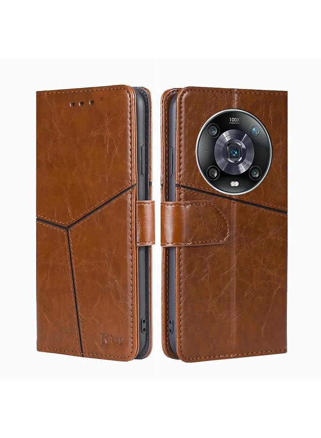 زبون جراب هاتف Honor Magic4 Pro من الجلد بتصميم هندسي أفقي قابل للطي - Image 1