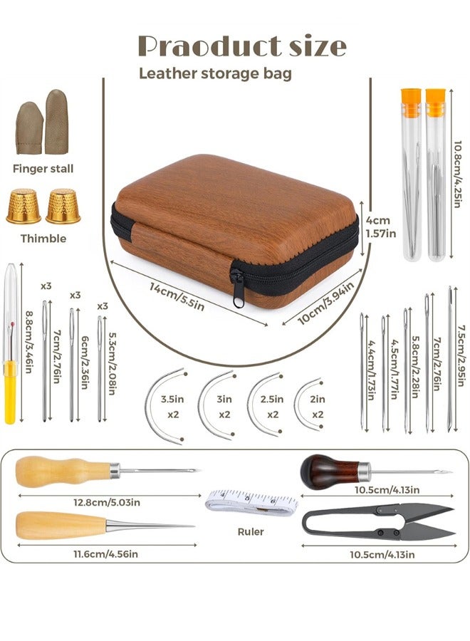 41Pcs Leather Sewing Kit, Upholstery Repair Kit Including Sewing Thread and Sewing Needles, Awl, and Thimble, Suitable for Beginners in Leather Craftsmanship DIY Sewing Kit  - Image 2
