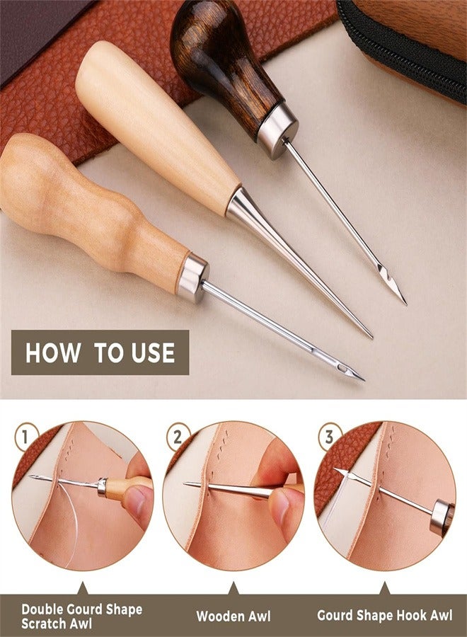 41Pcs Leather Sewing Kit, Upholstery Repair Kit Including Sewing Thread and Sewing Needles, Awl, and Thimble, Suitable for Beginners in Leather Craftsmanship DIY Sewing Kit  - Image 4