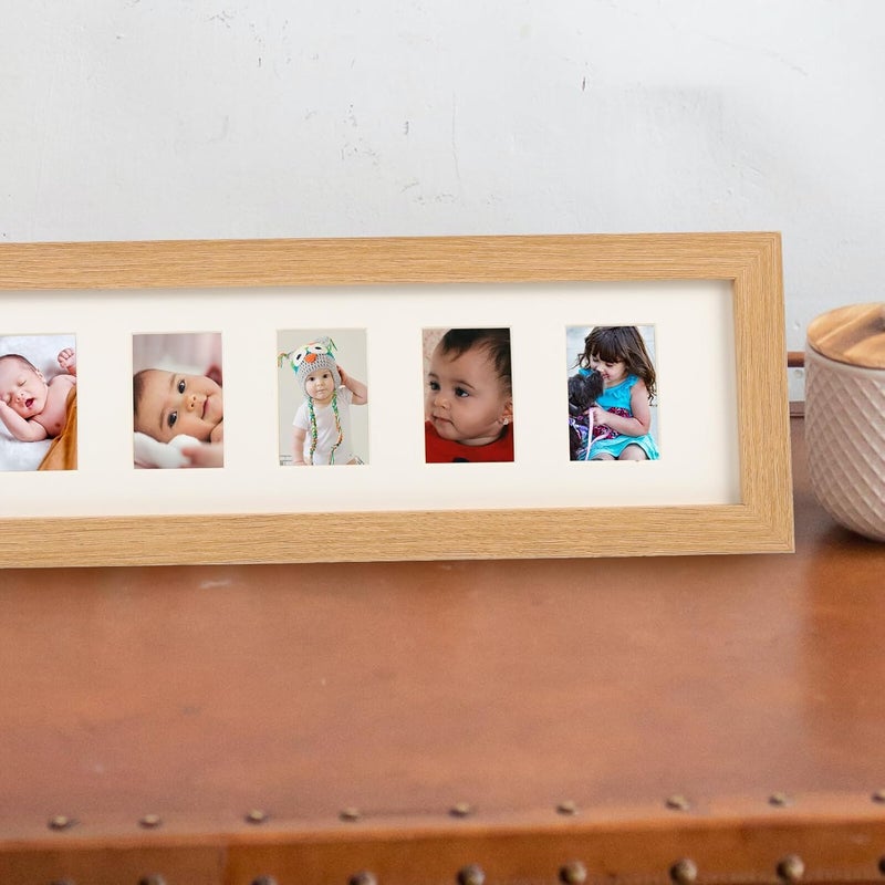 First Year Photo Frame Keepsake with 6 Slots, Desktop Picture Holder for Newborns, Wood Combined Frame for Monthly Growth Records and Home Decoration - Image 5