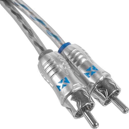 NVX® XIX21 3.28 ft (1 Meter) Oxygen Free Copper 2-Channel Double Twisted Pair X-Series Car Audio RCA Audio Interconnect Cable with Shielded Noise Reduction and Split-tip Silver-Plated Machined Ends - Image 2