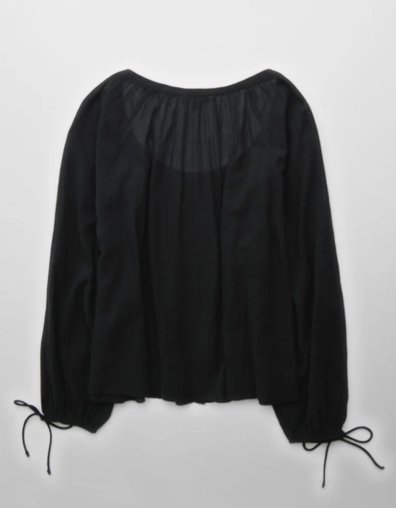 American Eagle AE Tie Sleeve Button-Up Top