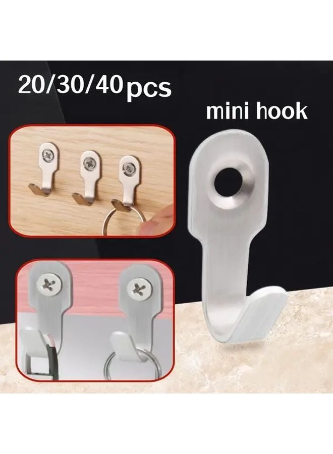 40pcs J Shaped Wall Mounted Heavy Duty Metal Hooks Brushed Finish Space Saving - Image 2