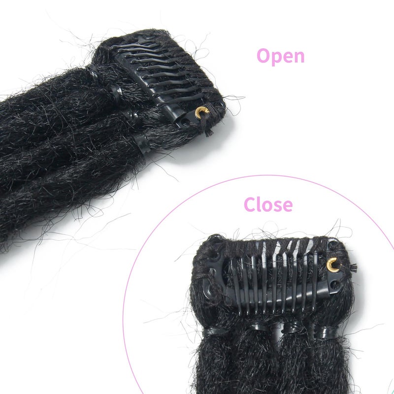 Dsoar Clip In Dreadlock Extensions 20 Inch 3PCS Handmade 0.6cm Synthetic Dreads with Clips Soft Crochet Loc Extensions(1#) - Image 3