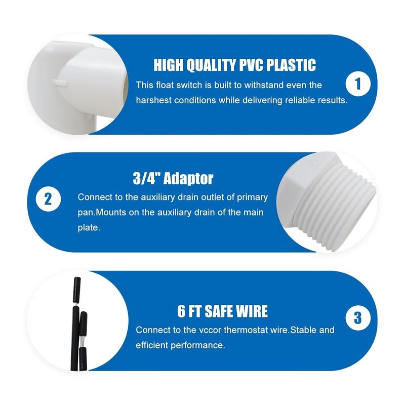 تمت ترقية مفتاح تعويم HVAC SS2 3 4 بوصة مستشعر إغلاق تكثيف يمنع فيضان صينية التصريف - Image 5