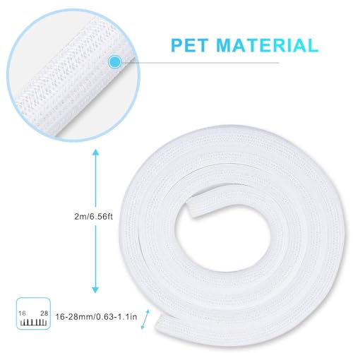 AGPTEK Cable Sleeve Cover, 6.6ft - 2/3 inch Desk Cord Organizer Cable Hider, Home Office Wire Management Computer TV Wire Loom Tubing, Pet Proof Cord Protector, from Cat Dog Chewing, White - Image 2