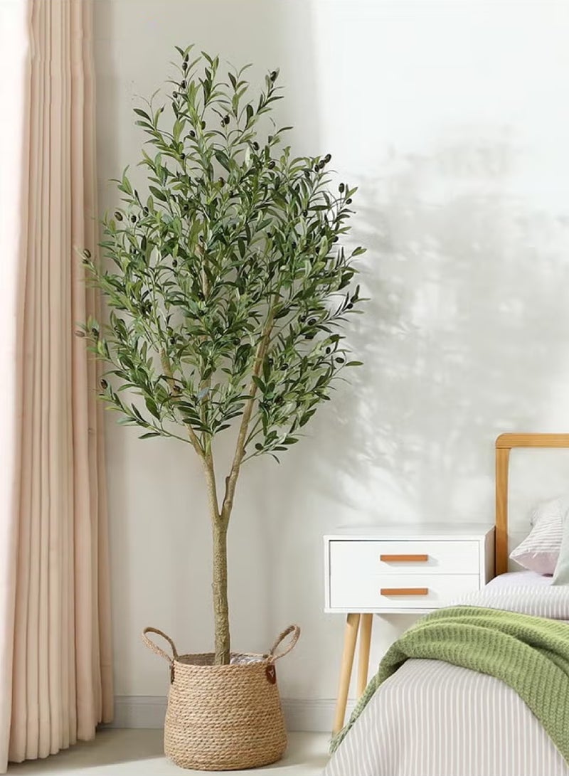 Artificial Olive Tree Plant, 6 Feet Faux Topiary Silk Tree in Pot – Perfect for Indoor & Outdoor Decor, Home, Office, Garden, and Housewarming Gifts