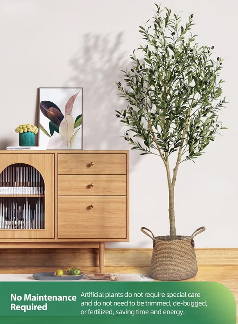 Artificial Olive Tree Plant, 6 Feet Faux Topiary Silk Tree in Pot – Perfect for Indoor & Outdoor Decor, Home, Office, Garden, and Housewarming Gifts