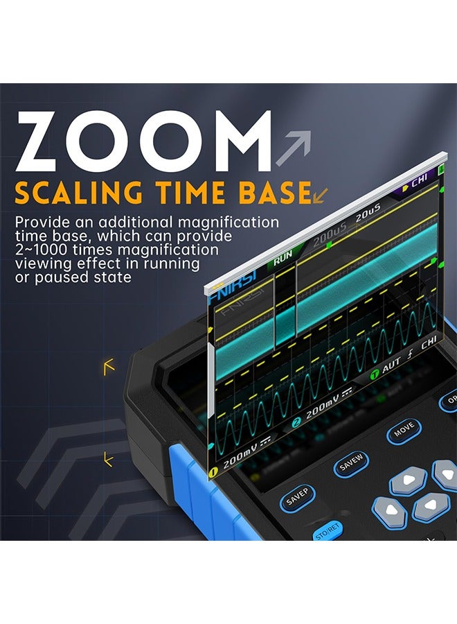 DPOX180H Handheld Dual Channel Digital Oscilloscope 180MHz-3DB 2 in 1 Function Signal Generator Fluorescence Display Zoom - Image 5