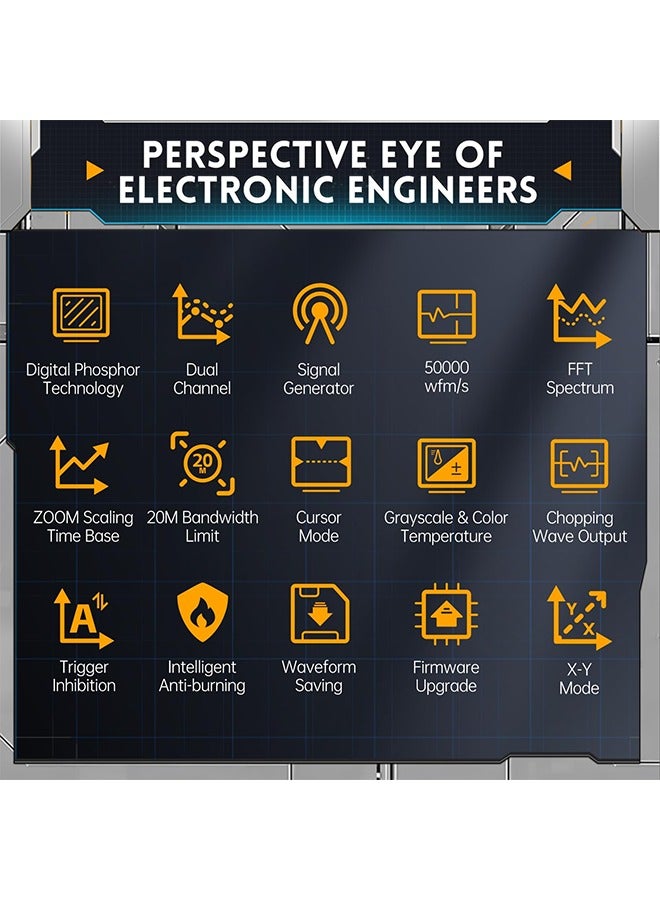 DPOX180H Handheld Dual Channel Digital Oscilloscope 180MHz-3DB 2 in 1 Function Signal Generator Fluorescence Display Zoom - Image 4