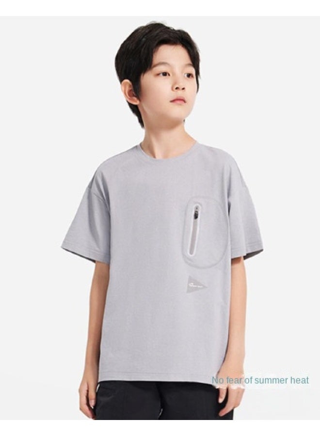 Noble bird Boys' And Girls' 2025 Summer Sports Outdoor Pocket Cool, Stain-resistant Lightweight Athletic T-shirt - Image 1