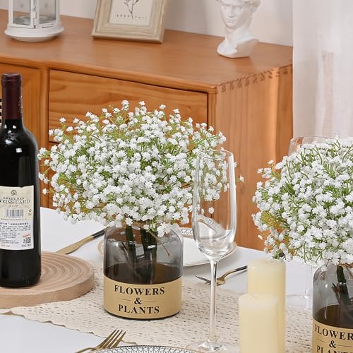 Dolicer 5 Pcs Babys Breath Artificial Flowers, White Long Stem Baby Breath Flowers Artificial Bulk, Real Touch Fake Babys Breath Gypsophila for Wedding Bridal Bouquet Party Arrangements Home Decor - Image 2