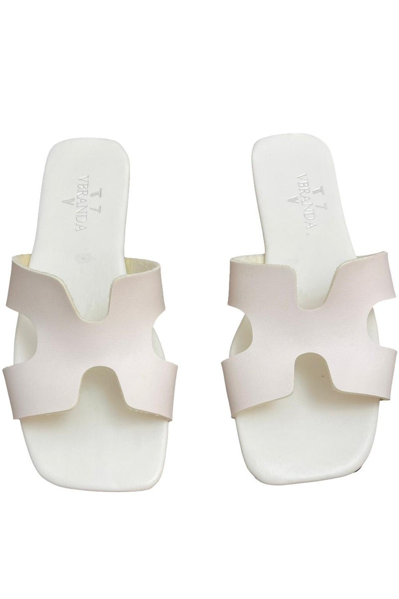 Vbranda Classic Flat Slipper with Modern Open Design SF-66-WHITE - Image 2