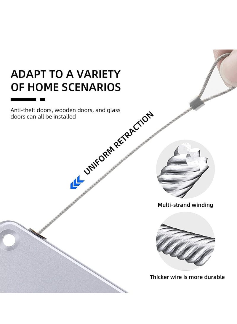 2pcs No Punching Free Automatic Sliding Door Closer, Auto Sensor with Steel Drawcord, 1000g Automatic Screen Door Close, Storm Door Closer, Sliding Screen Automatic Door Closer with Steel Drawcord for Bathroom, Bedroom, Study, etc. (White) - Image 5