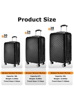 Luggage Sets 3 Piece with Spinner Wheel Hardside Suitcase Set with TSA Lock Expandable Travel Luggage for Men and Women Black - pzsku/Z6DDE889794C09F464913Z/45/_/1740642919/cb48e974-4c93-4060-aac0-99d1d43c434f