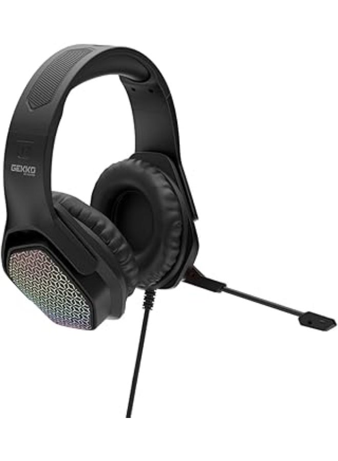 Faster BG500 Gekko Gaming Headphones with LED RGB, Ultra-Clear Mic, Deep Bass 40mm Drivers, Noise-Isolating Cushions, Adjustable Headband - Compatible with - Image 1