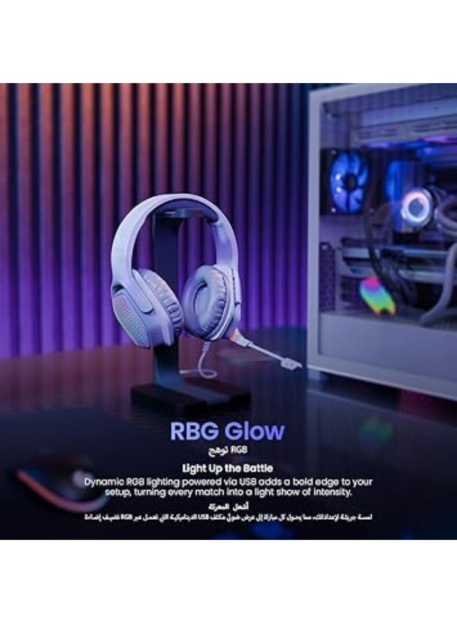 Faster BG500 Gekko Gaming Headphones with LED RGB, Ultra-Clear Mic, Deep Bass 40mm Drivers, Noise-Isolating Cushions, Adjustable Headband - Compatible with - Image 3