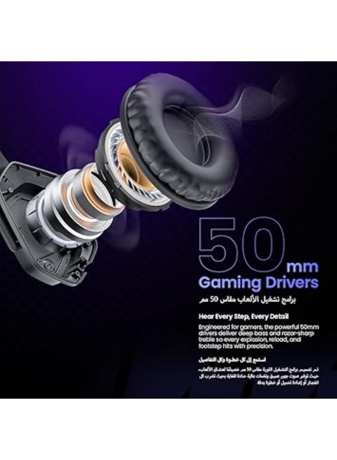 Faster BG500 Gekko Gaming Headphones with LED RGB, Ultra-Clear Mic, Deep Bass 40mm Drivers, Noise-Isolating Cushions, Adjustable Headband - Compatible with - Image 2